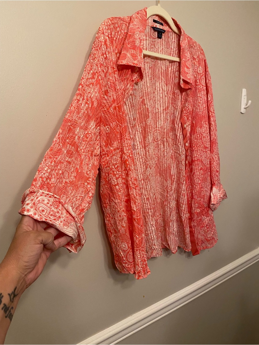 Westbound Coral Printed Button-Down Open Top